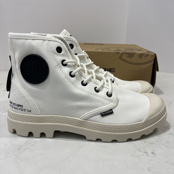 Palladium Pampa HI Htg Supply Star White Combat Boots M 8‎ , W 9.5 Canvas NEW main image 5